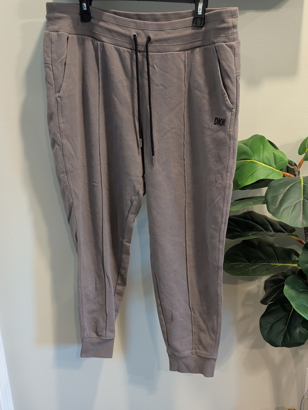 DKNY Unisex Taupe-Grey Jogger Sweatpants with Drawstring